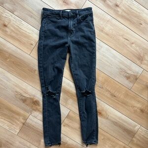 Abercrombie & Fitch Charcoal Distressed Skinny Jeans